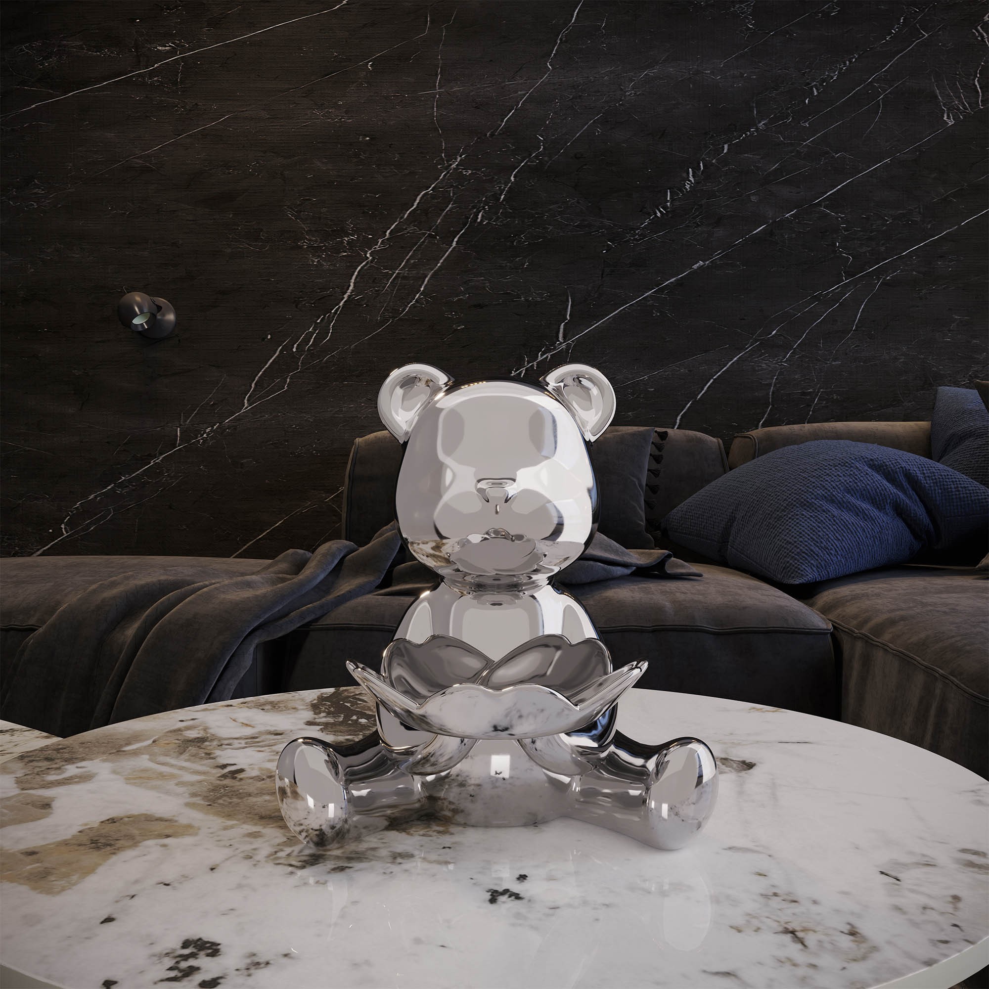 Giulia Grillo Design-Ablageschle Teddybär Aufbewahrung Silver