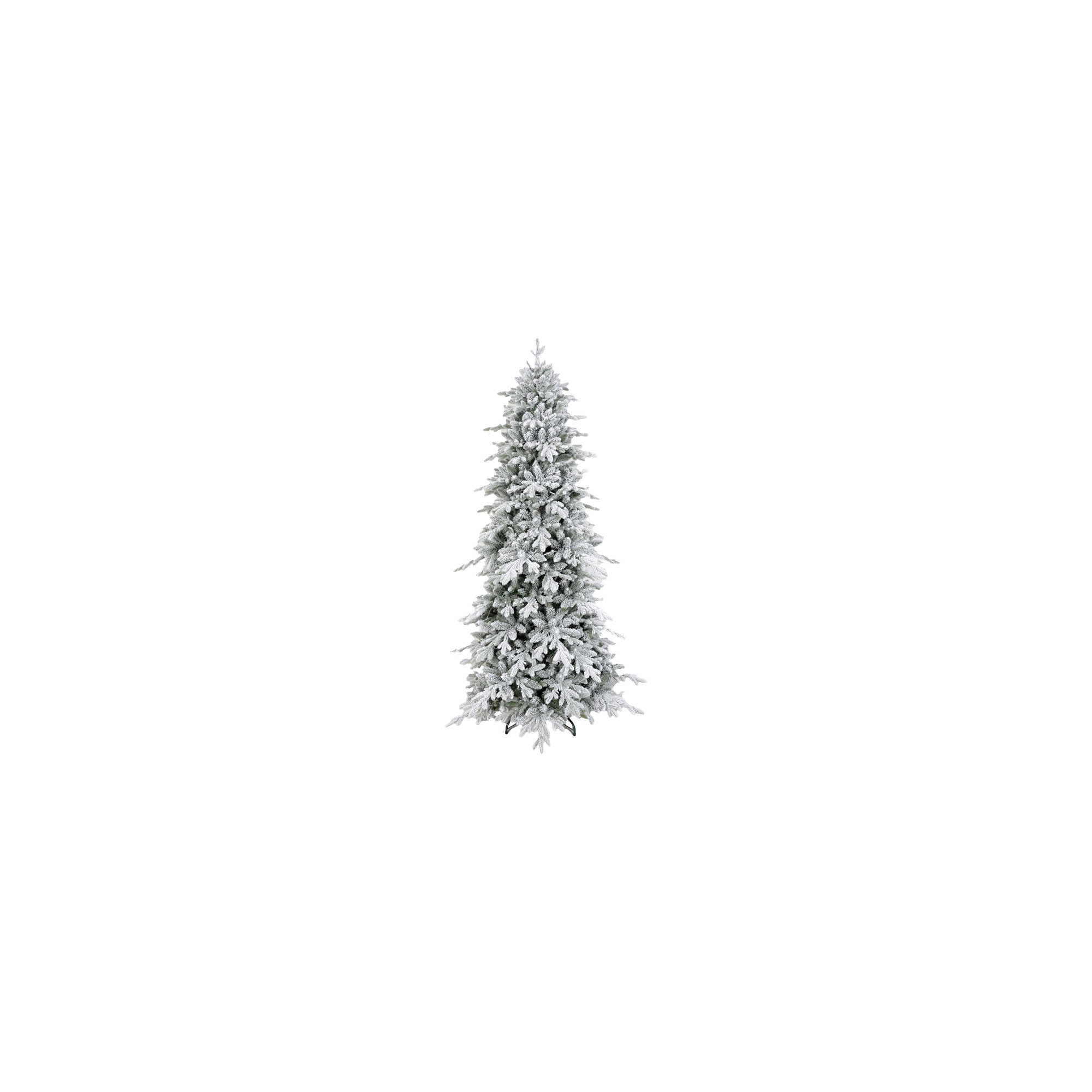 Giulia Grillo Sapin de Noël Slim réaliste et fin, sapin enneigé avec couronnes enneigées, 180 cm