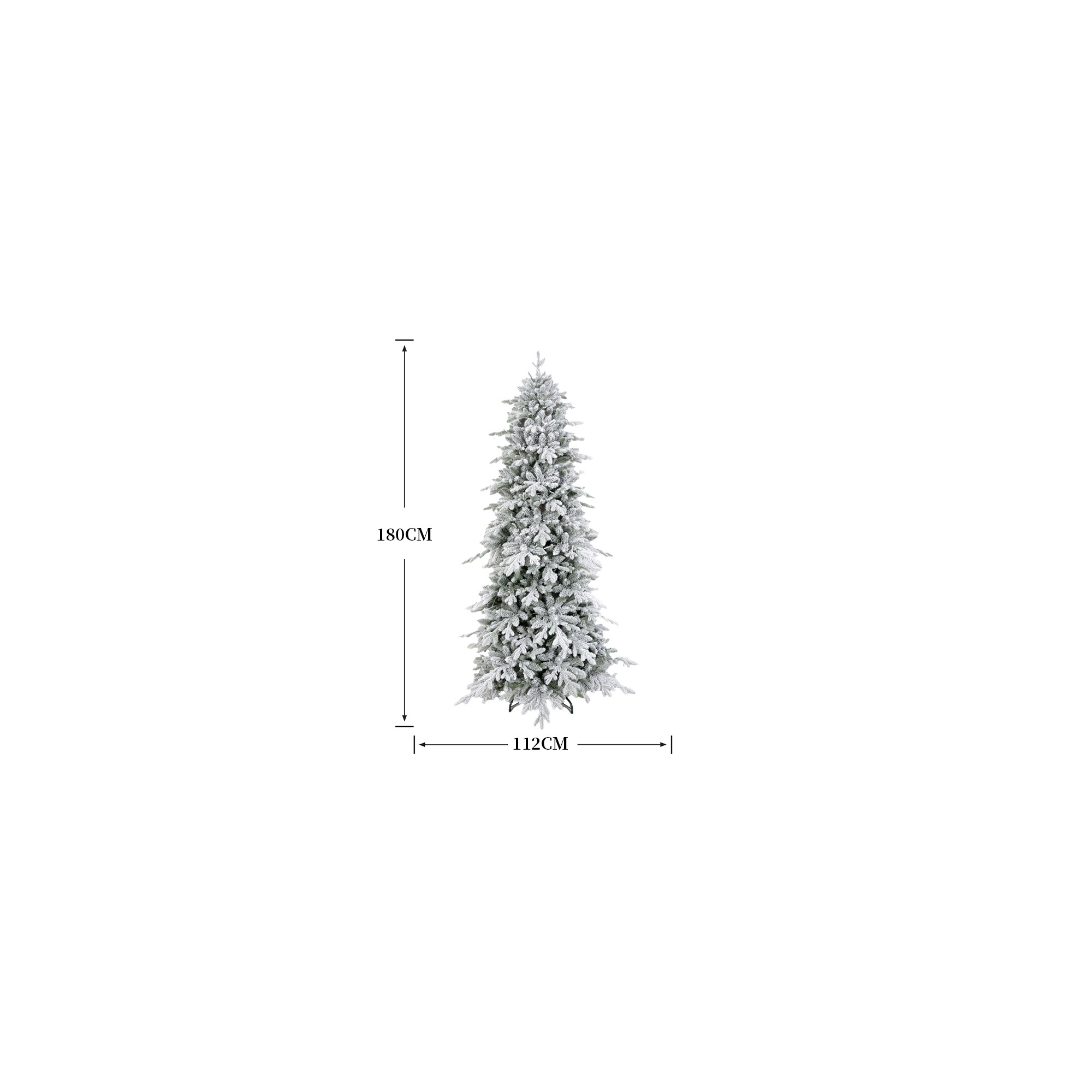 Giulia Grillo Sapin de Noël Slim réaliste et fin, sapin enneigé avec couronnes enneigées, 180 cm