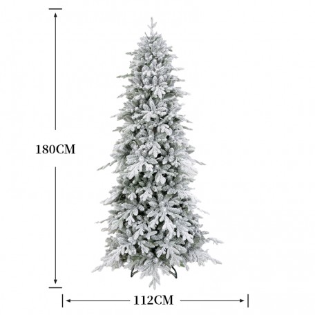 Sapin de Noël Slim réaliste et fin, sapin enneigé avec couronnes enneigées, 180 cm Sapin de Noël Slim réaliste et fin, sapin enneigé avec couronnes enneigées, 180 cm