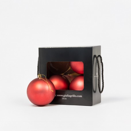 Boules de Noël Mat "Rouge Mat" ⌀10cm, lot de 4 pièces