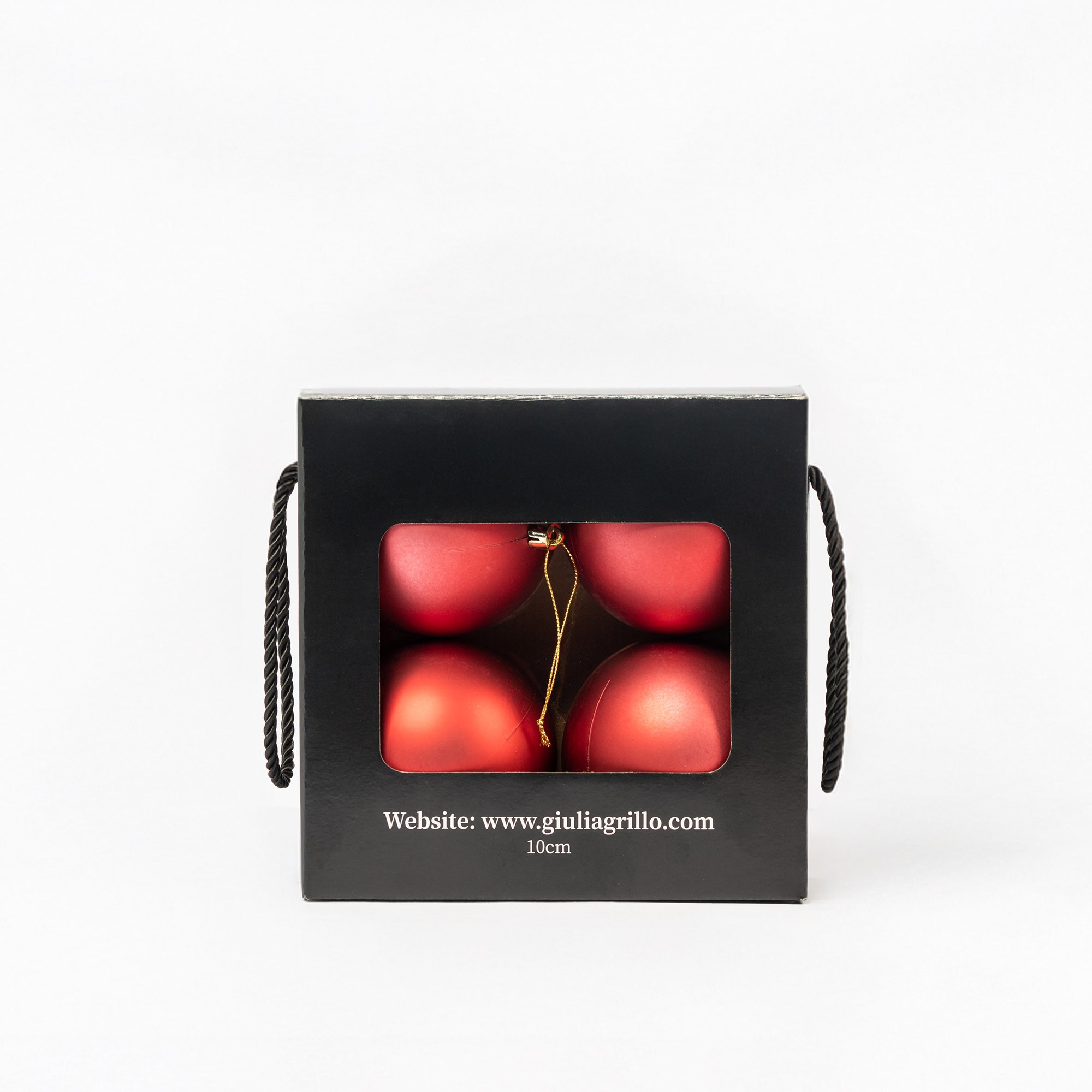 Giulia Grillo Boules de Noël Mat "Rouge Mat" ⌀10cm, lot de 4 pièces