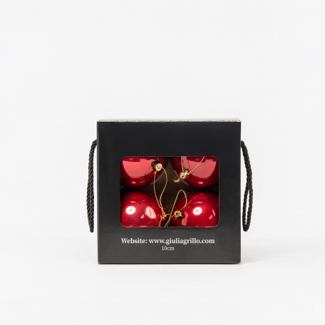 Boules de Noël Nacrées "Rouge Nacré" ⌀10cm, lot de 4