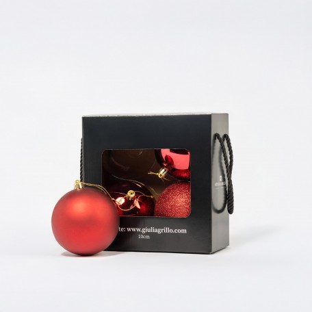 Mix Rote Weihnachtskugeln (2 Glänzend, 1 Matt, 1 Glitzernd) ⌀10cm, 4 Stück/Set