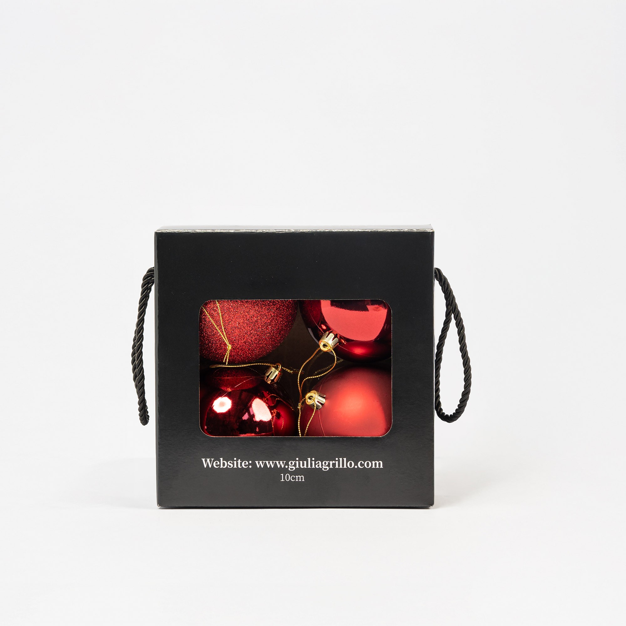 Giulia Grillo Mix Rote Weihnachtskugeln (2 Glänzend, 1 Matt, 1 Glitzernd) ⌀10cm, 4 Stück/Set