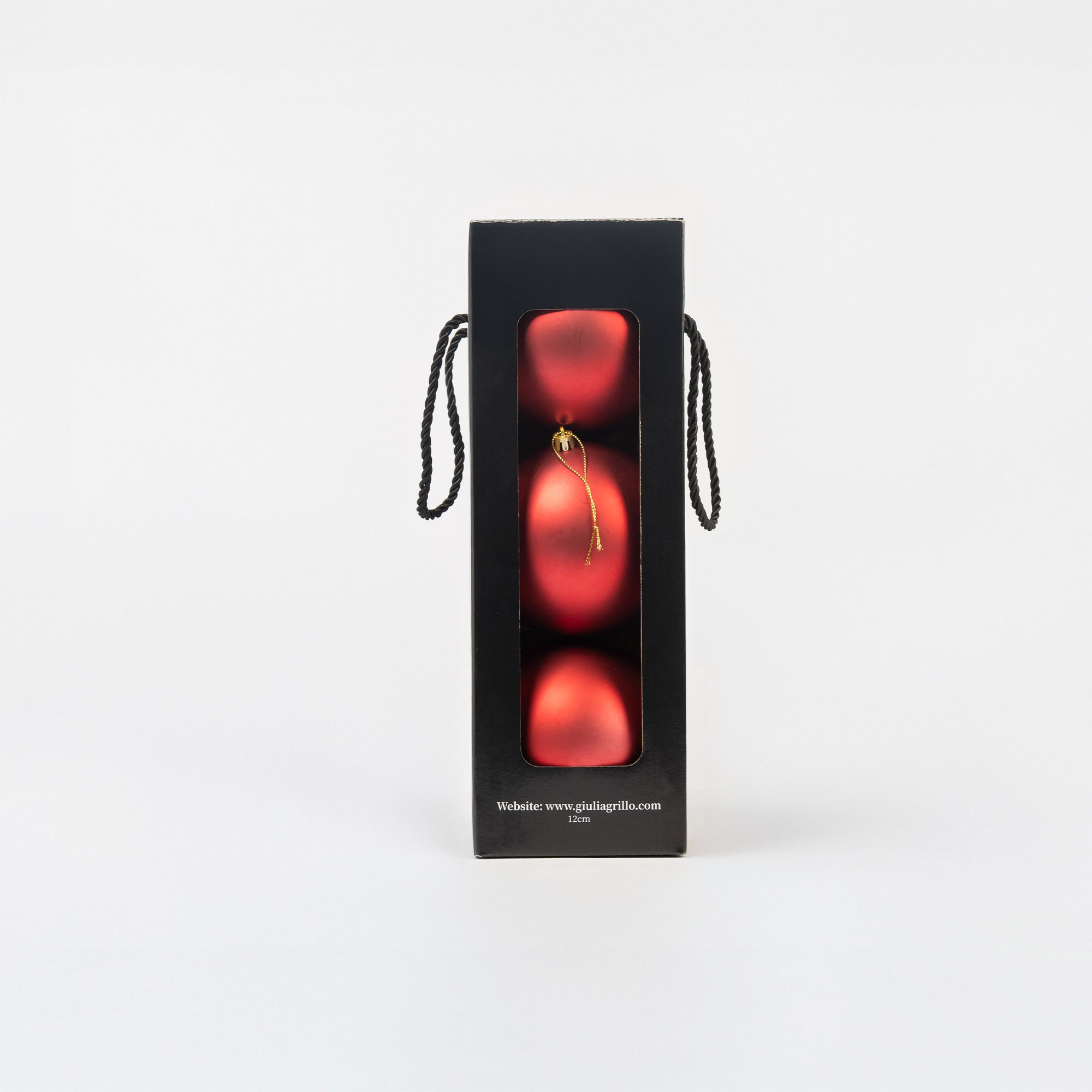 Giulia Grillo Boules de Noël Mat "Rouge Mat" ⌀12cm, lot de 3 pièces