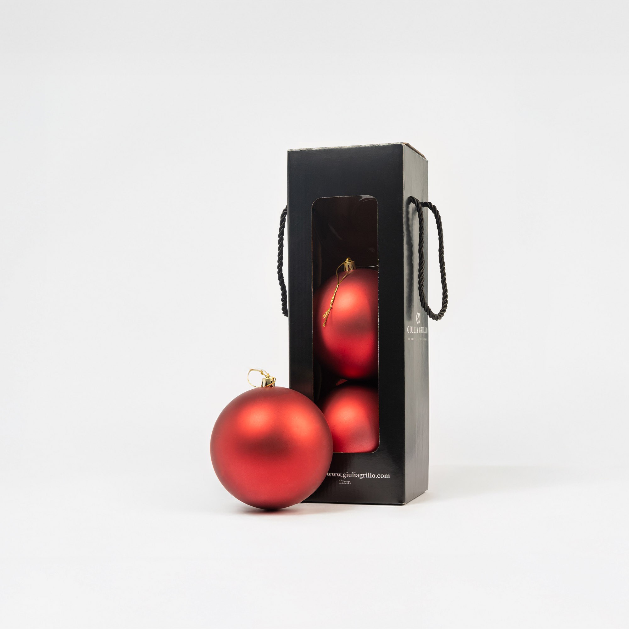Giulia Grillo Matte Weihnachtskugeln „Mat Red“ ⌀12cm, 3 Stück/Set
