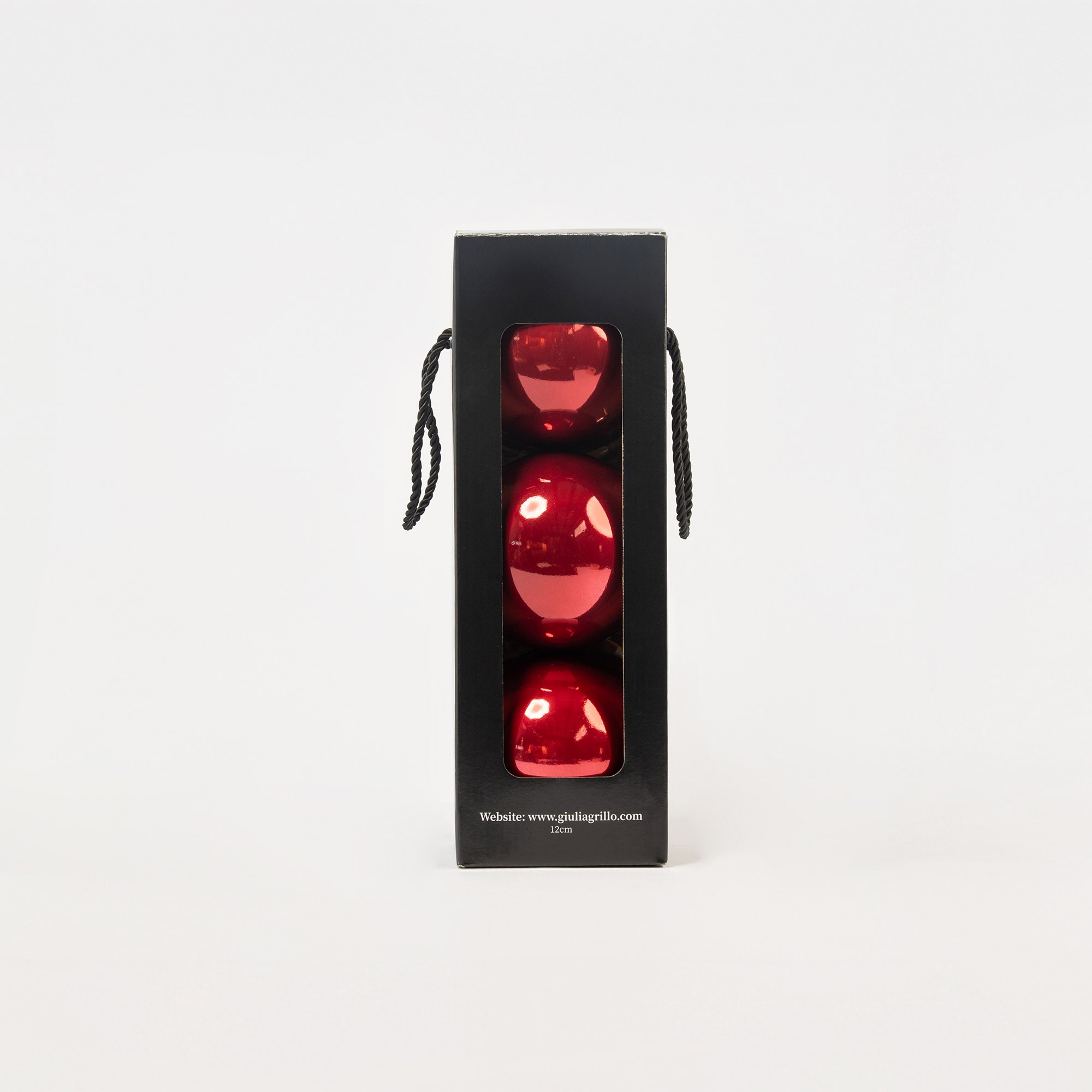 Giulia Grillo Boules de Noël Nacrées "Rouge Nacré" ⌀12cm, lot de 3