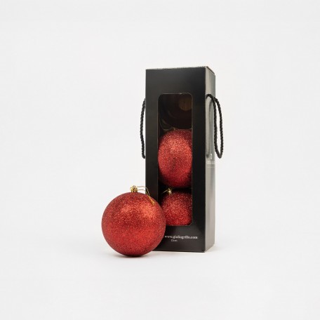 Balle de Noël Glitter "Glitter Red" ☰12cm, 3pcs/set