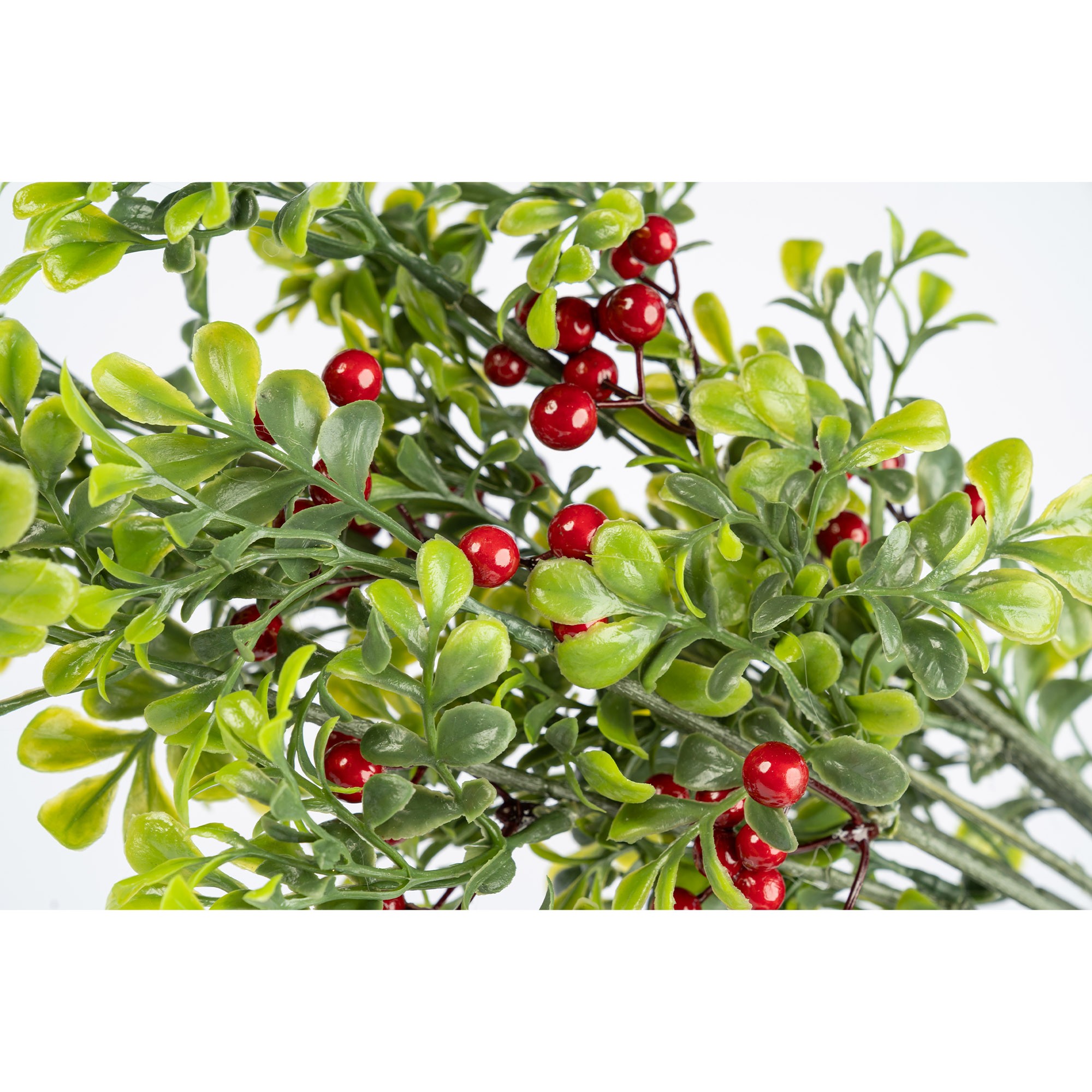 Giulia Grillo Decorative Branch with Red Berries and Green Leaves