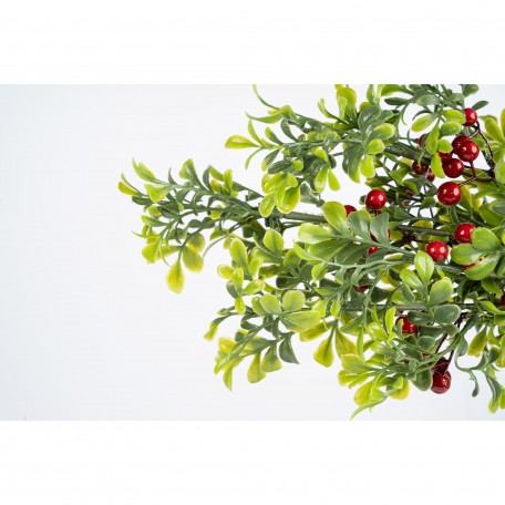 Branche Décorative avec Baies Rouges et Feuilles Vertes