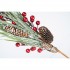 Branche Décorative avec Pommes de Pin  Baies Rouges et Aiguilles Enneigées