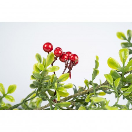 Festone Decorativo Foglie Verdi e Bacche Rosse