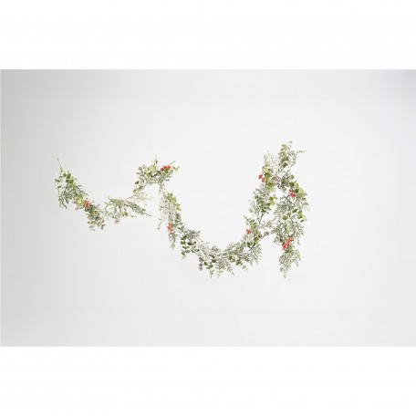 Refined Snowy Garland with Red Berries