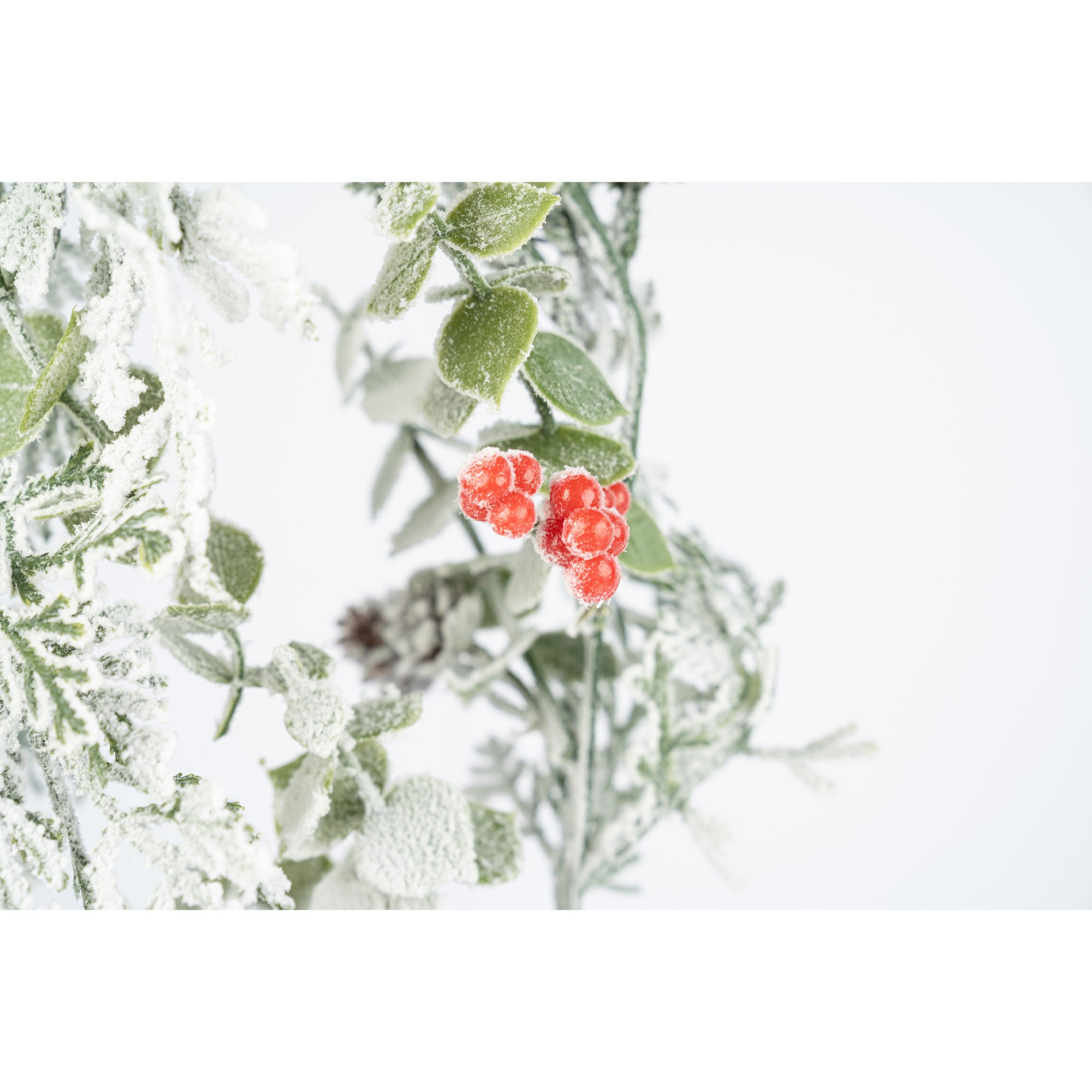 Giulia Grillo Refined Snowy Garland with Red Berries