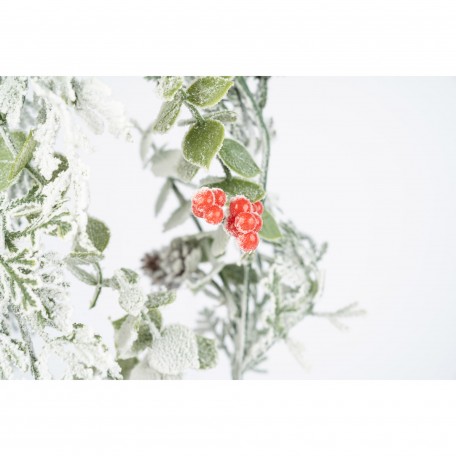Festone Raffinato Innevato con Bacche Rosse