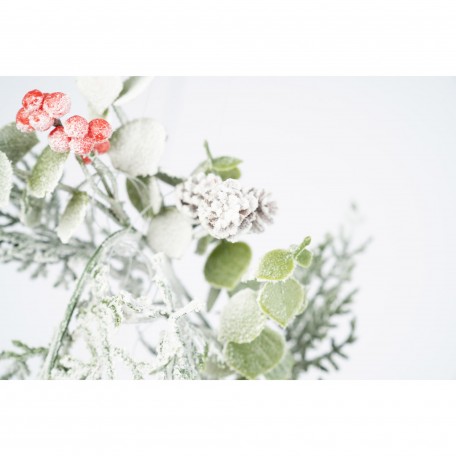 Refined Snowy Garland with Red Berries