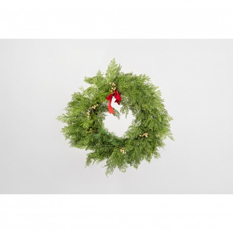 Couronne Verte avec un Nœud Rouge