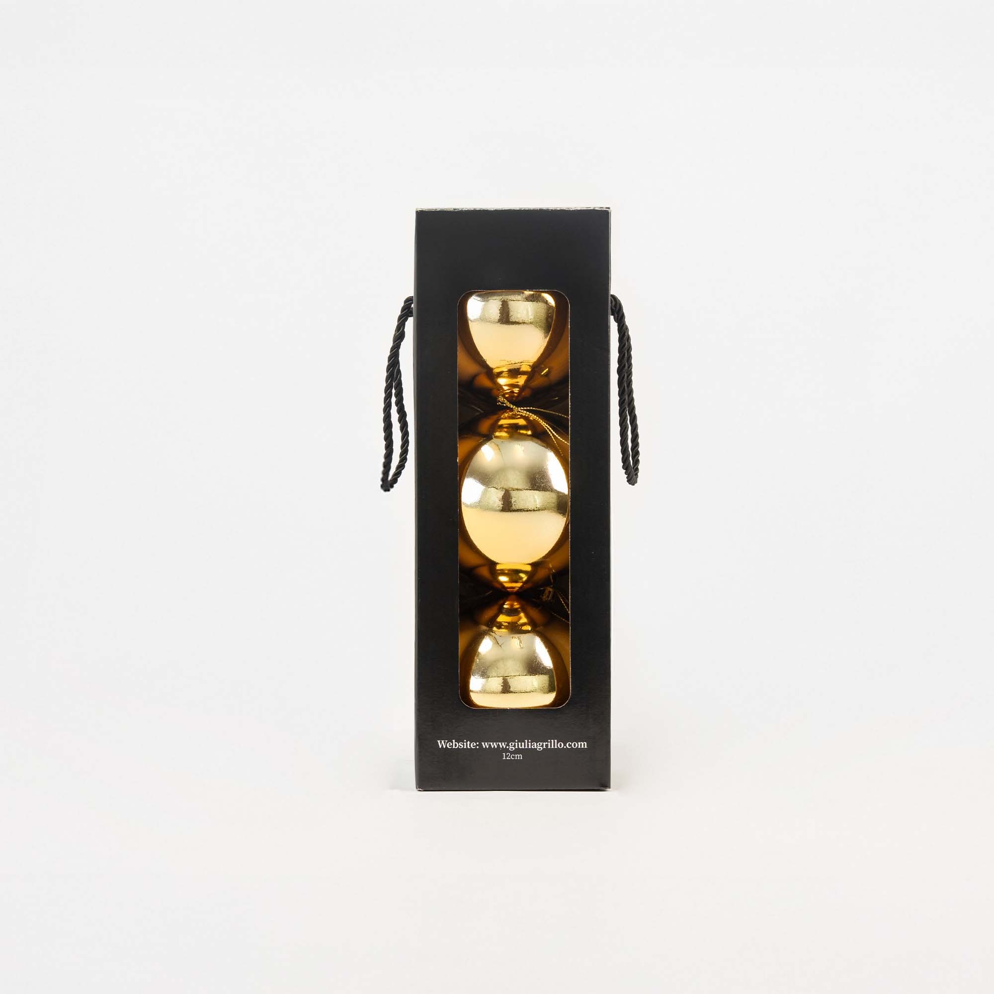 Giulia Grillo Boules de Noël Brillantes "Or Éclatant" ⌀12cm, lot de 3