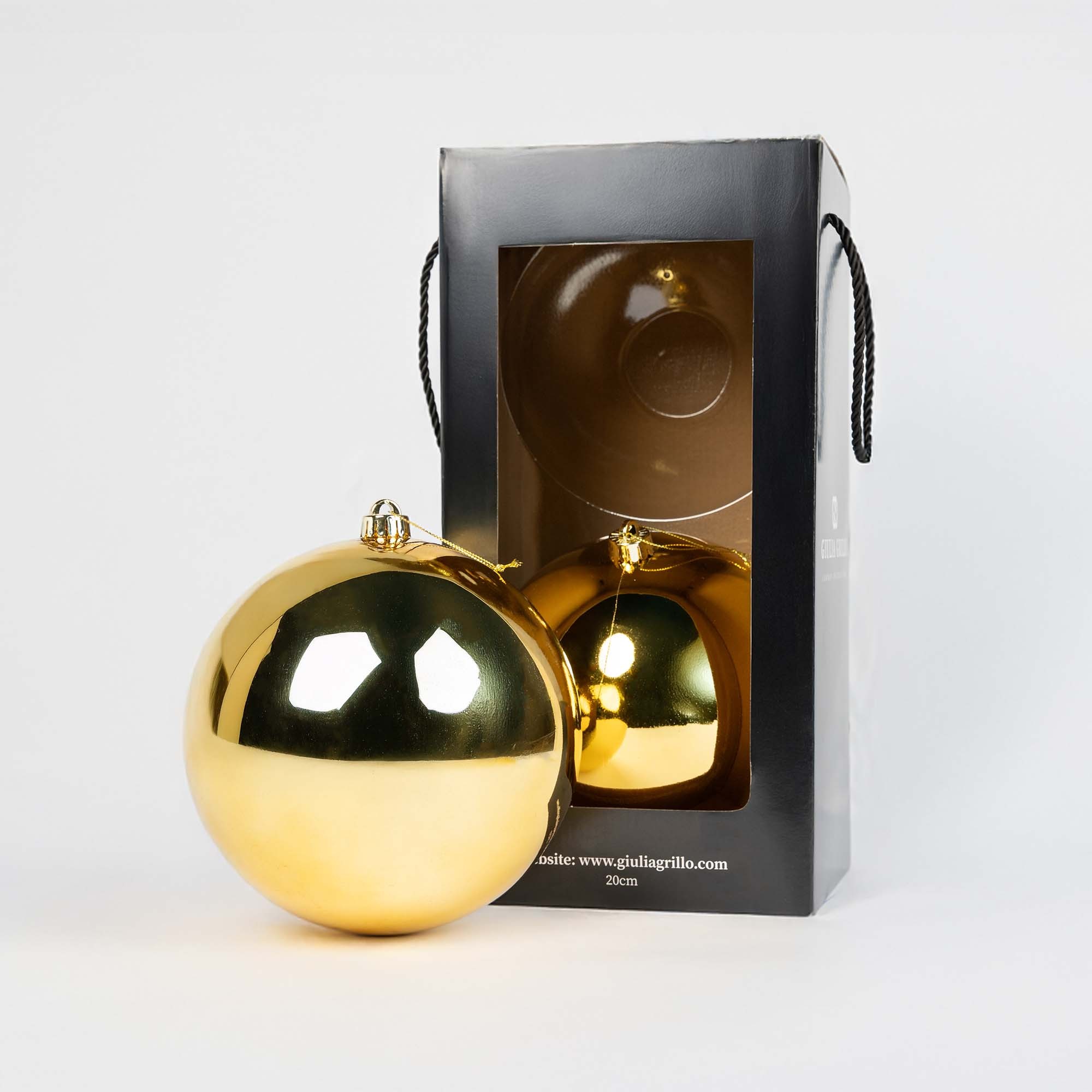 Giulia Grillo Boules de Noël Brillantes "Or Éclatant" ⌀20cm, lot de 2