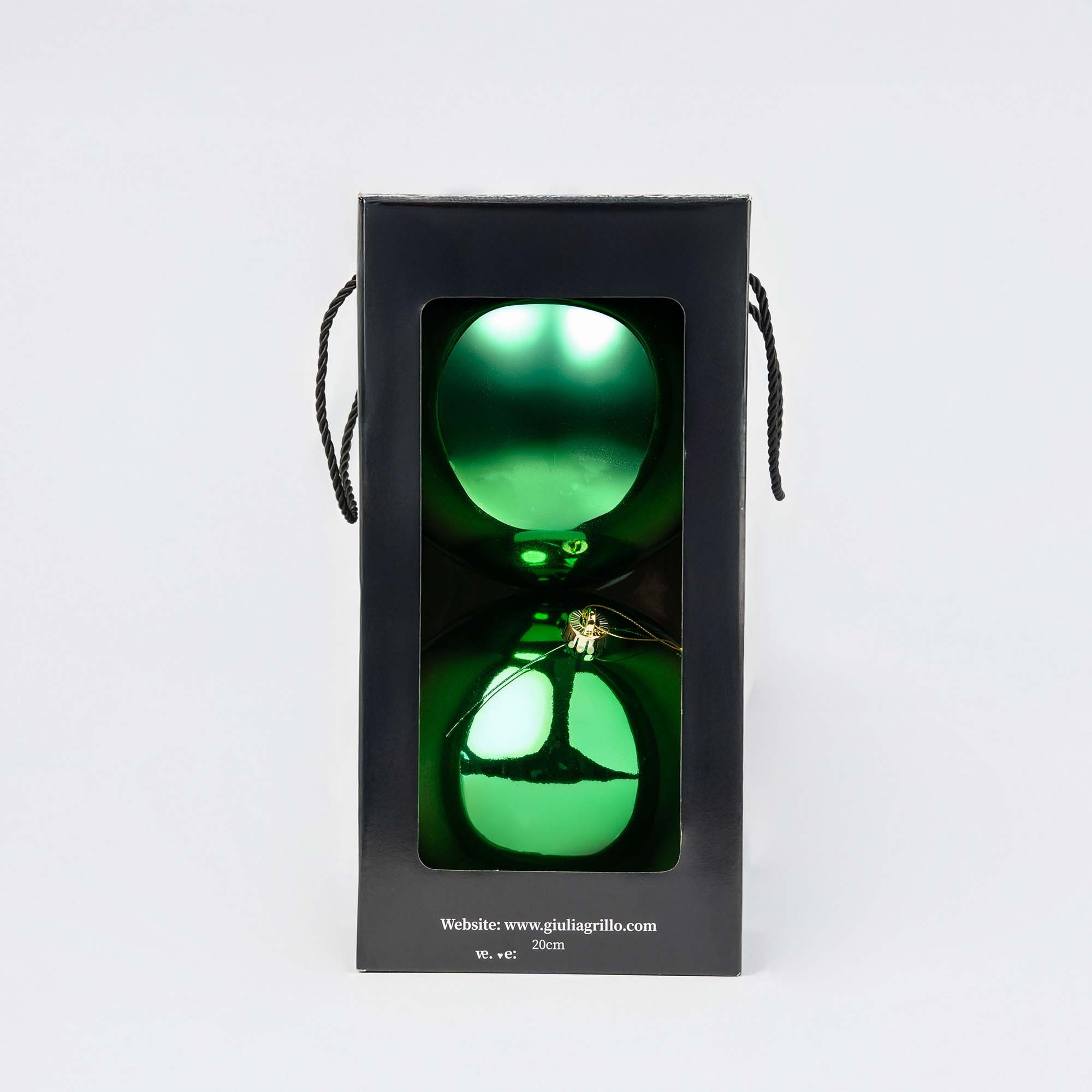 Giulia Grillo Boules de Noël Brillantes "Vert Éclatant" ⌀20cm, lot de 2