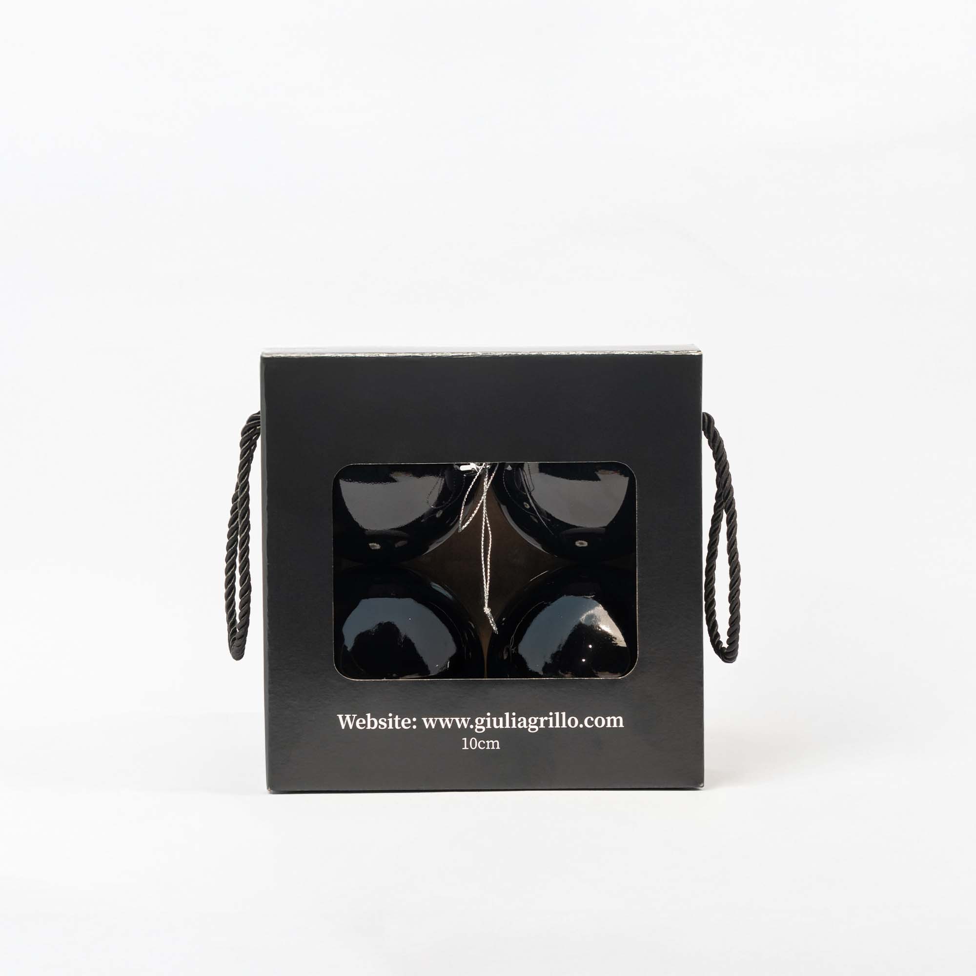 Giulia Grillo Boules de Noël Brillantes "Noir Éclatant" ⌀10cm, lot de 4 pièces
