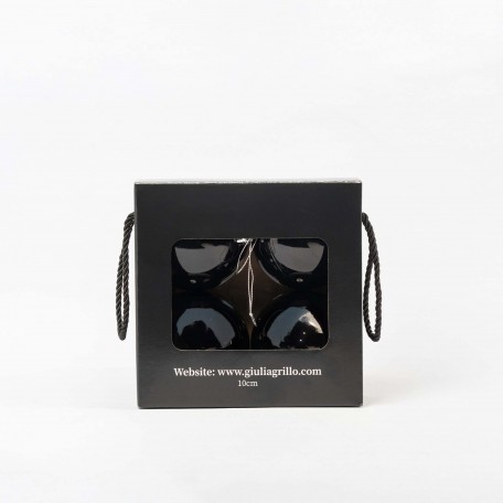 Boules de Noël Brillantes "Noir Éclatant" ⌀10cm, lot de 4 pièces