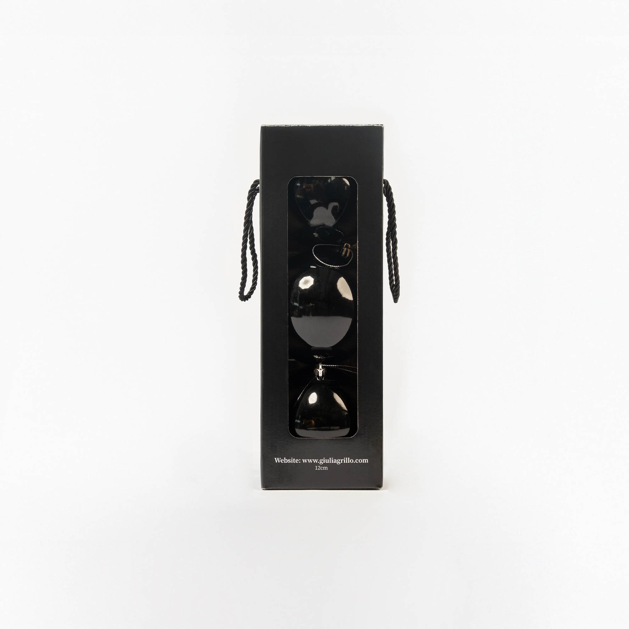 Giulia Grillo Glänzende Weihnachtskugeln „Shiny Black“ ⌀12cm, 3 Stück/Set