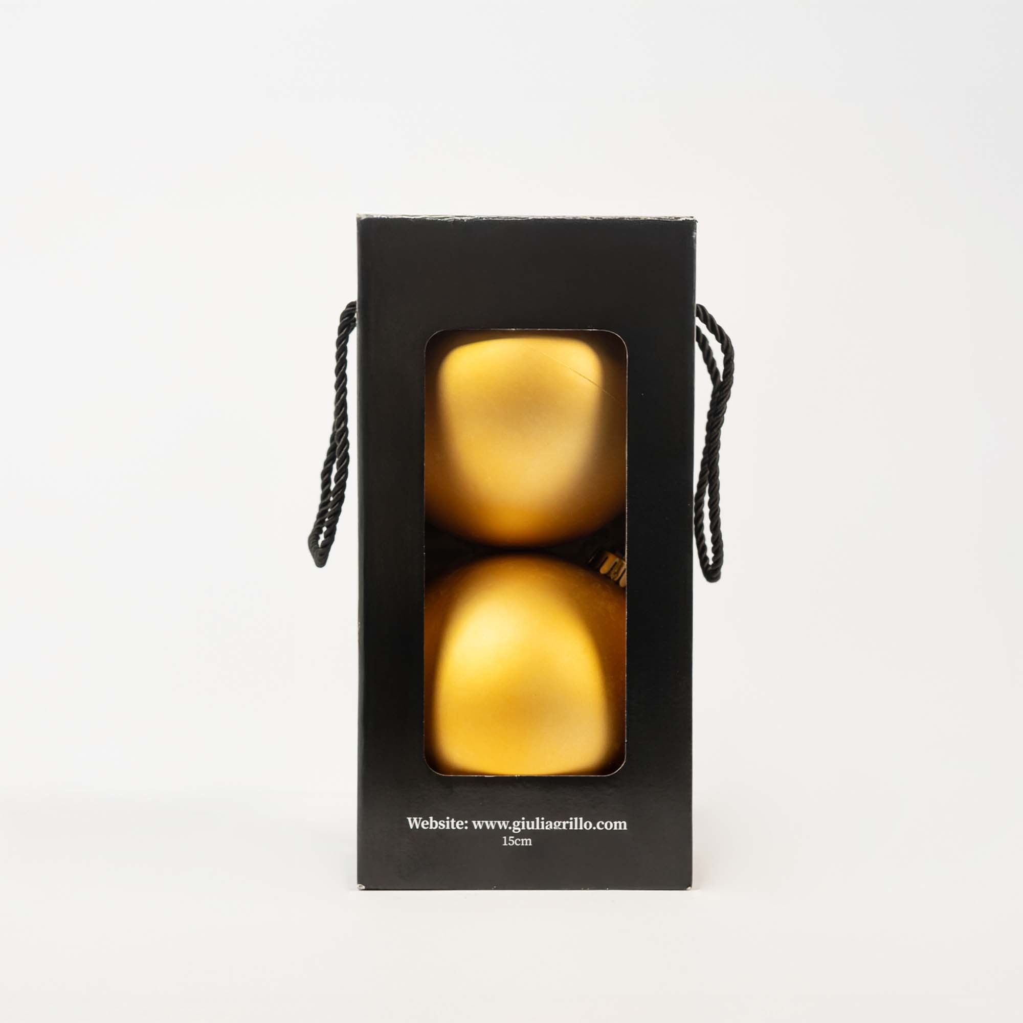 Giulia Grillo Boules de Noël Mat "Or Mat" ⌀15cm, lot de 2