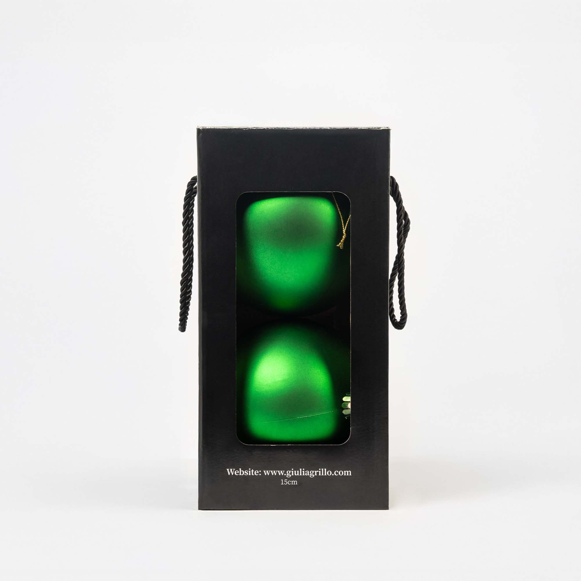 Giulia Grillo Matte Weihnachtskugeln „Grün Matt“ ⌀15cm, 2er-Set