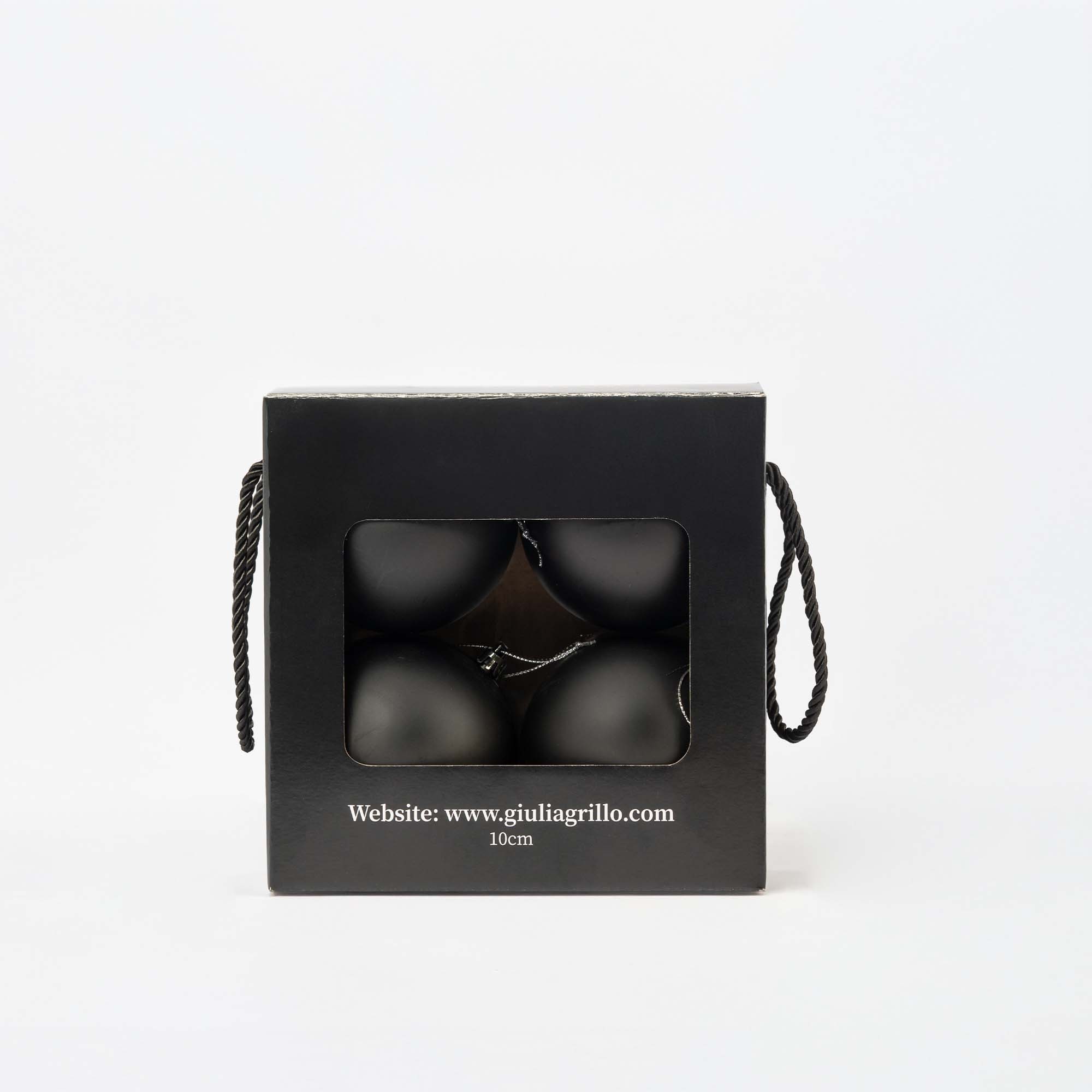 Giulia Grillo Matte Weihnachtskugeln „Schwarz Matt“ ⌀10cm, 4 Stück/Set