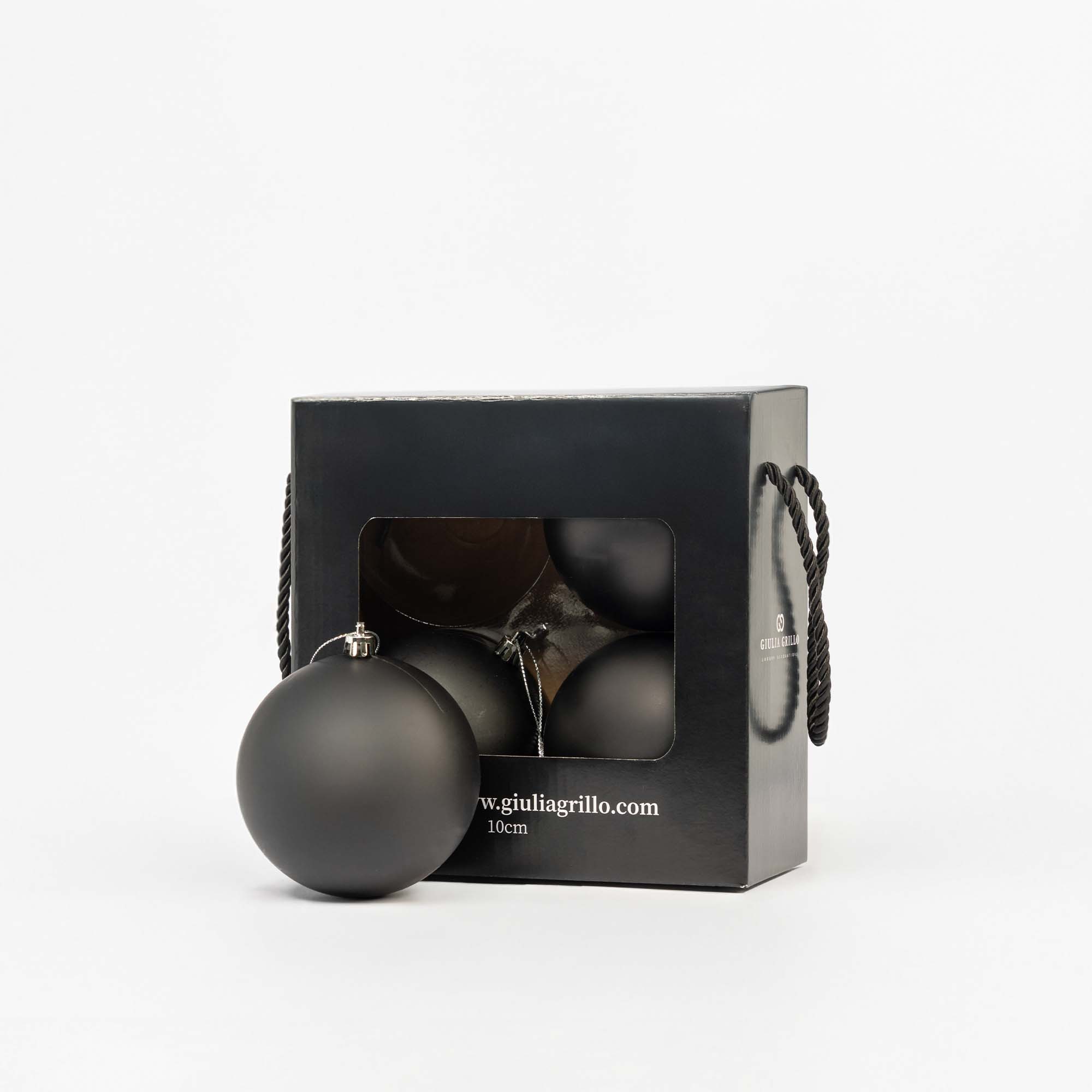 Giulia Grillo Matte Weihnachtskugeln „Schwarz Matt“ ⌀10cm, 4 Stück/Set