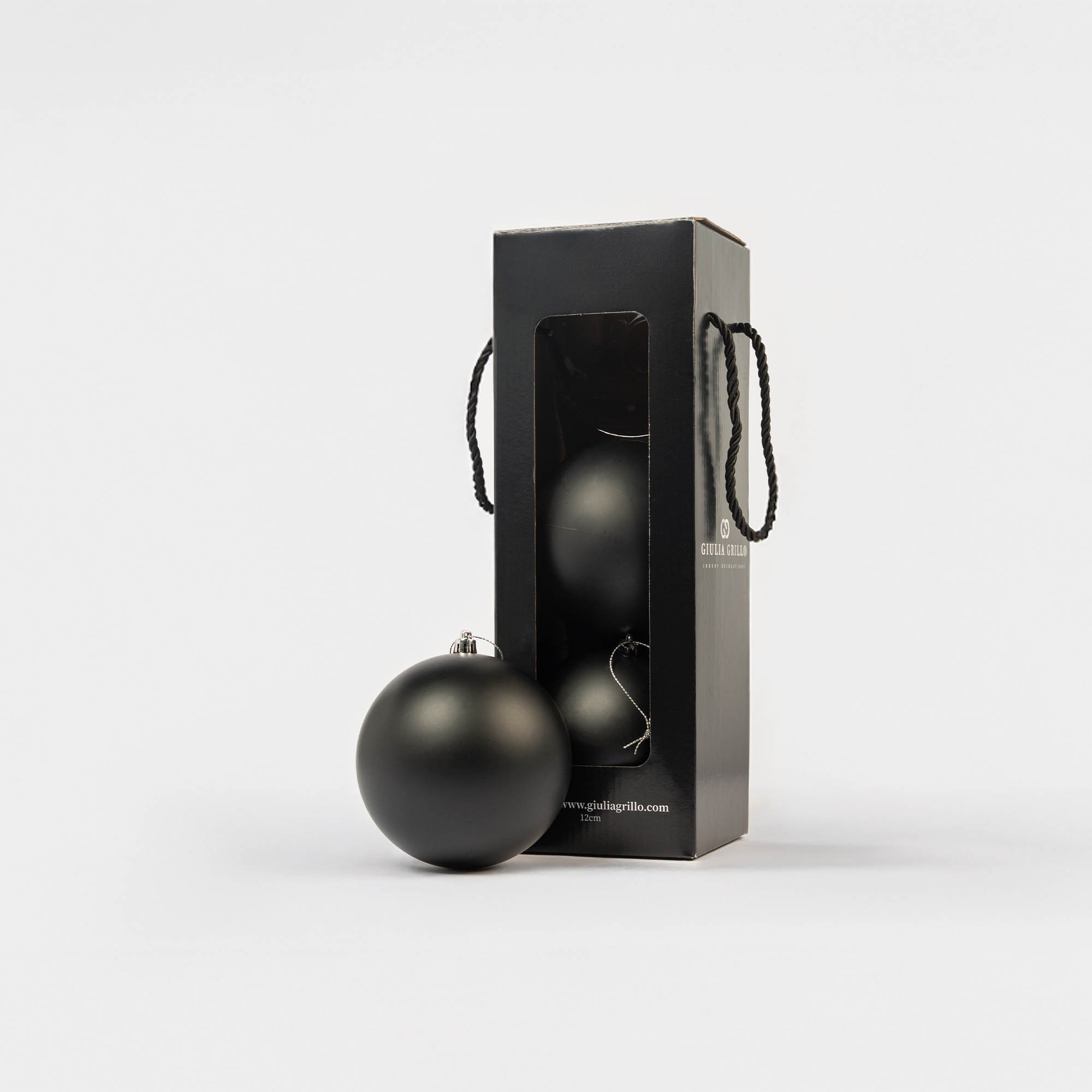 Giulia Grillo Matte Weihnachtskugeln „Schwarz Matt“ ⌀12cm, 3 Stück/Set