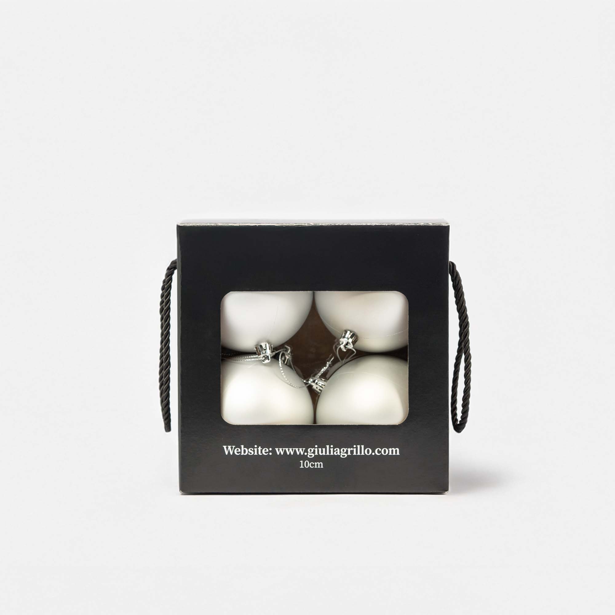 Giulia Grillo Matte Weihnachtskugeln „Silber Matt“ ⌀10cm, 4 Stück/Set