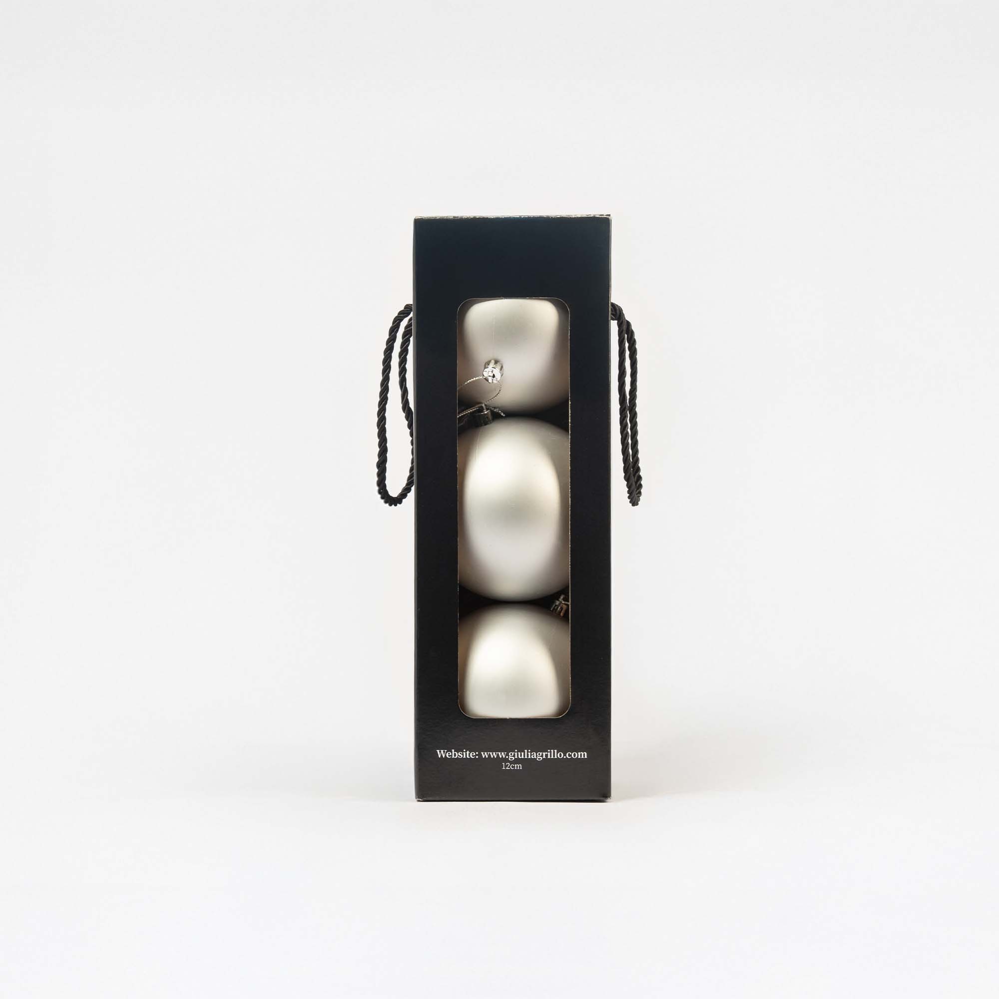 Giulia Grillo Matte Weihnachtskugeln „Silber Matt“ ⌀12cm, 3 Stück/Set