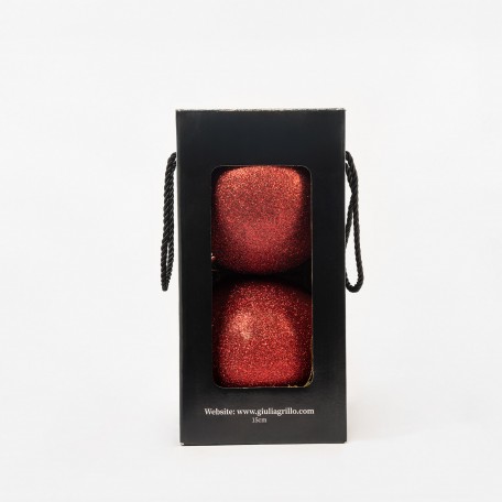 Glitzernde Weihnachtskugeln „Glitter Rot“ ⌀15cm, 2 Stück/Set