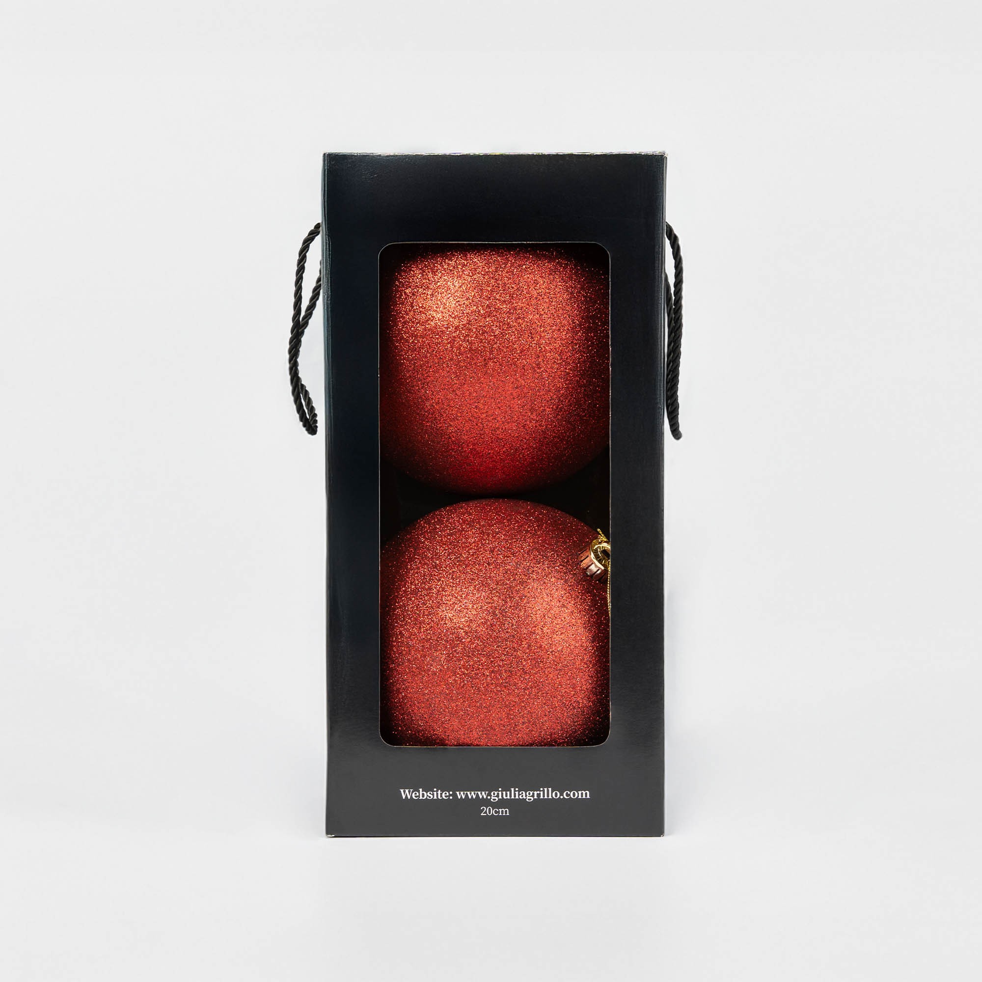 Giulia Grillo Boules de Noël Pailletées "Rouge Pailleté" ⌀20cm, lot de 2
