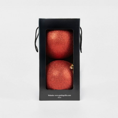 Sfera Natalizia Glitter Rossa ⌀20cm, 2pcs/set