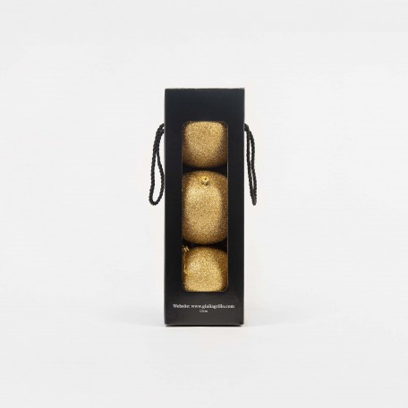 Glitzernde Weihnachtskugeln „Glitter Gold“ ⌀12cm, 3er-Set