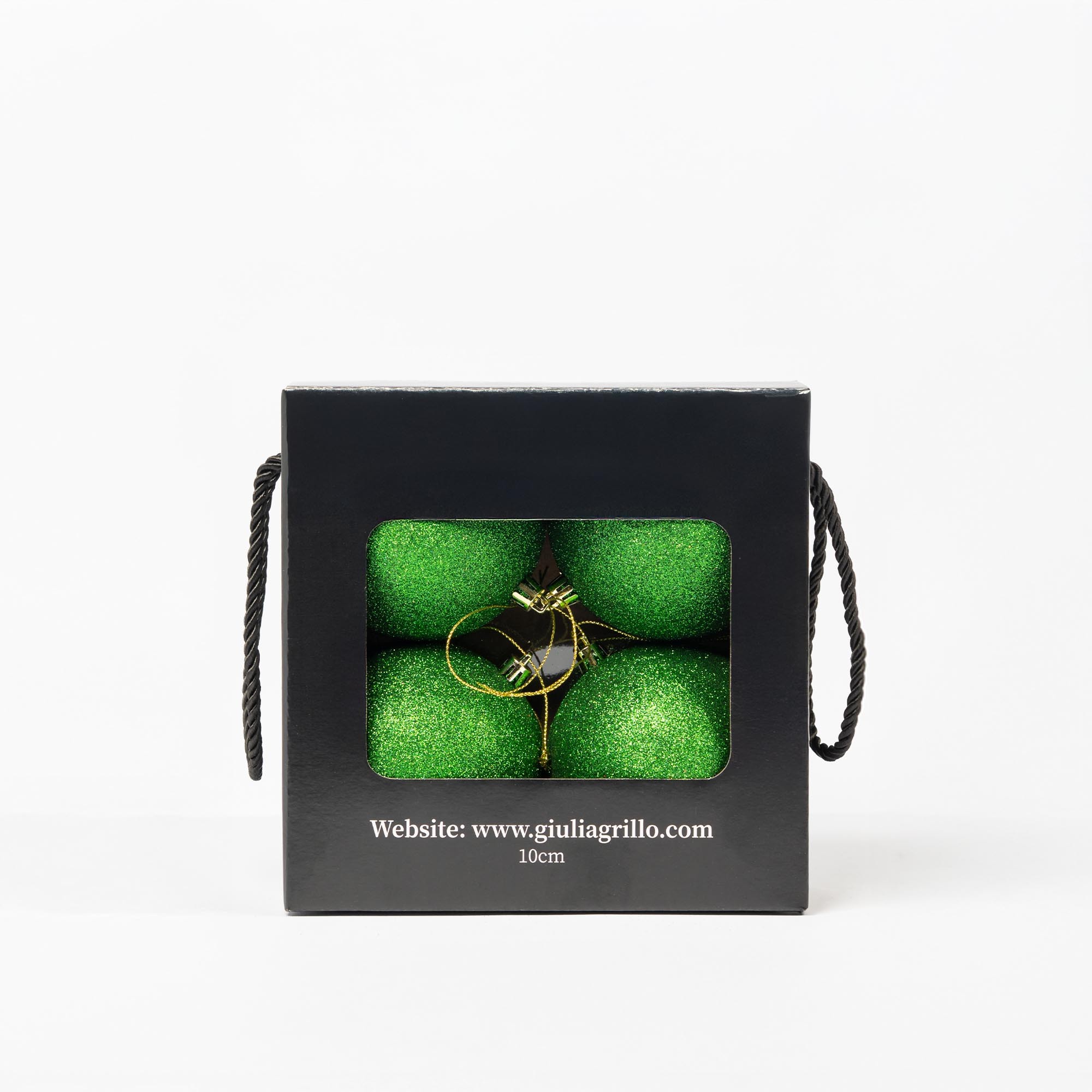 Giulia Grillo Glitzernde Weihnachtskugeln „Glitter Grün“ ⌀10cm, 4er-Set