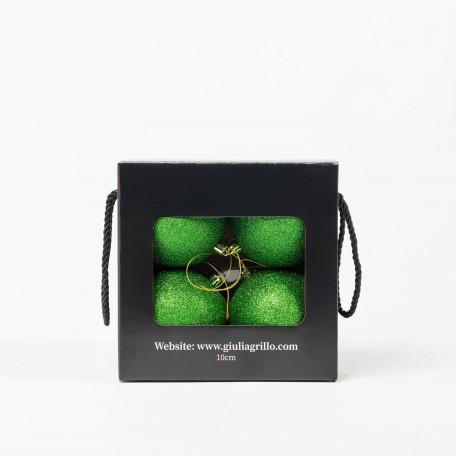 Glitzernde Weihnachtskugeln „Glitter Grün“ ⌀10cm, 4er-Set