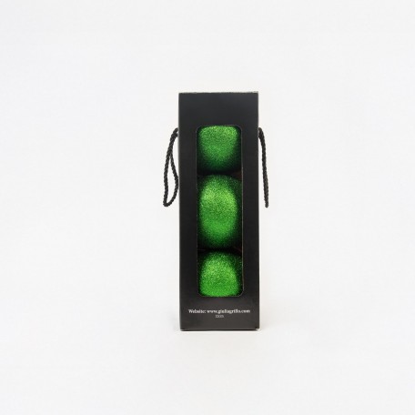 Boules de Noël Pailletées "Vert Pailleté" ⌀12cm, lot de 3