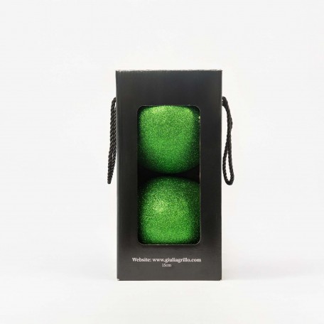 Glitzernde Weihnachtskugeln „Glitter Grün“ ⌀15cm, 2er-Set