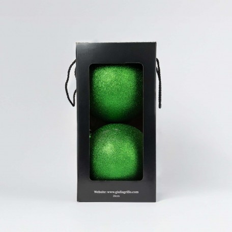 Boules de Noël Pailletées "Vert Pailleté" ⌀20cm, lot de 2