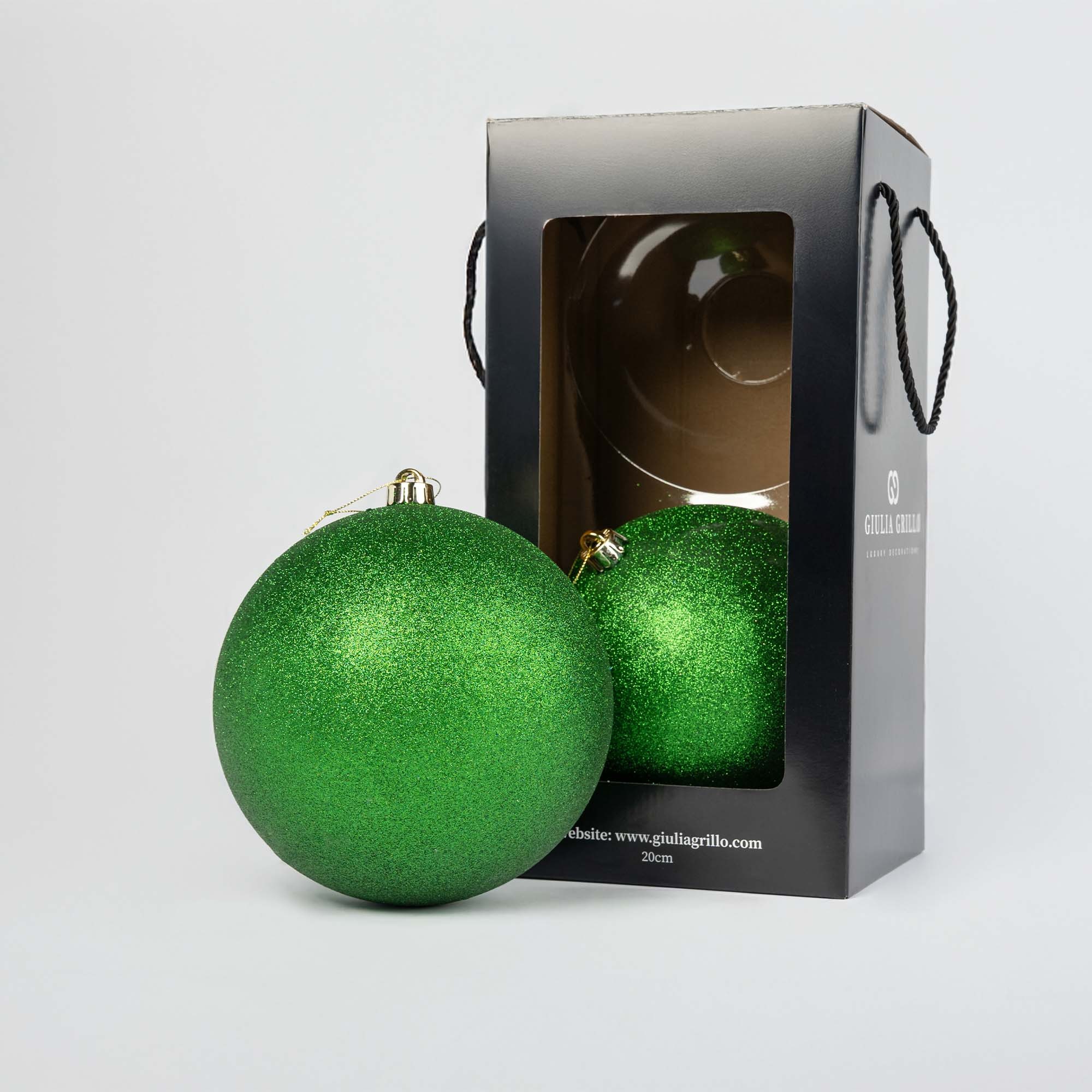 Giulia Grillo Boules de Noël Pailletées "Vert Pailleté" ⌀20cm, lot de 2