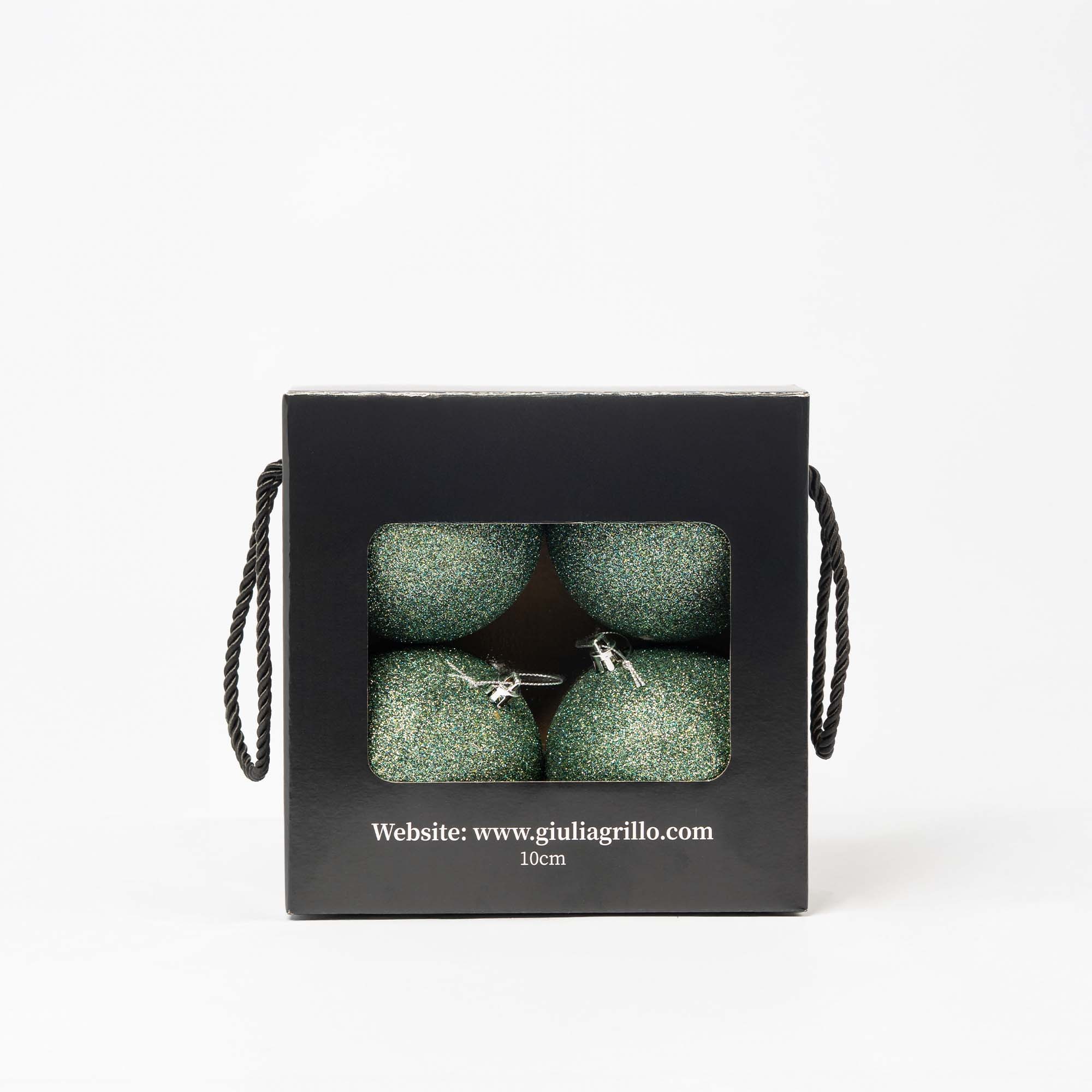 Giulia Grillo Glitzernde Weihnachtskugeln „Glitter Hellgrün“ ⌀10cm, 4er-Set