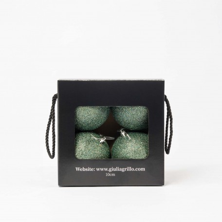 Glitzernde Weihnachtskugeln „Glitter Hellgrün“ ⌀10cm, 4er-Set