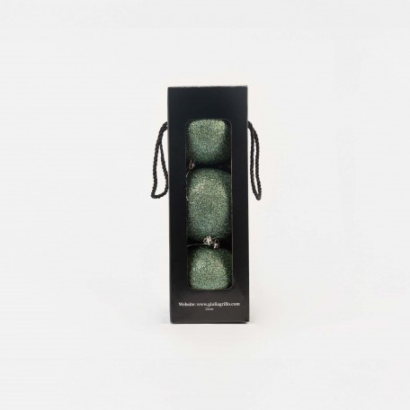 Boules de Noël Pailletées "Vert Clair Pailleté" ⌀12cm, lot de 3