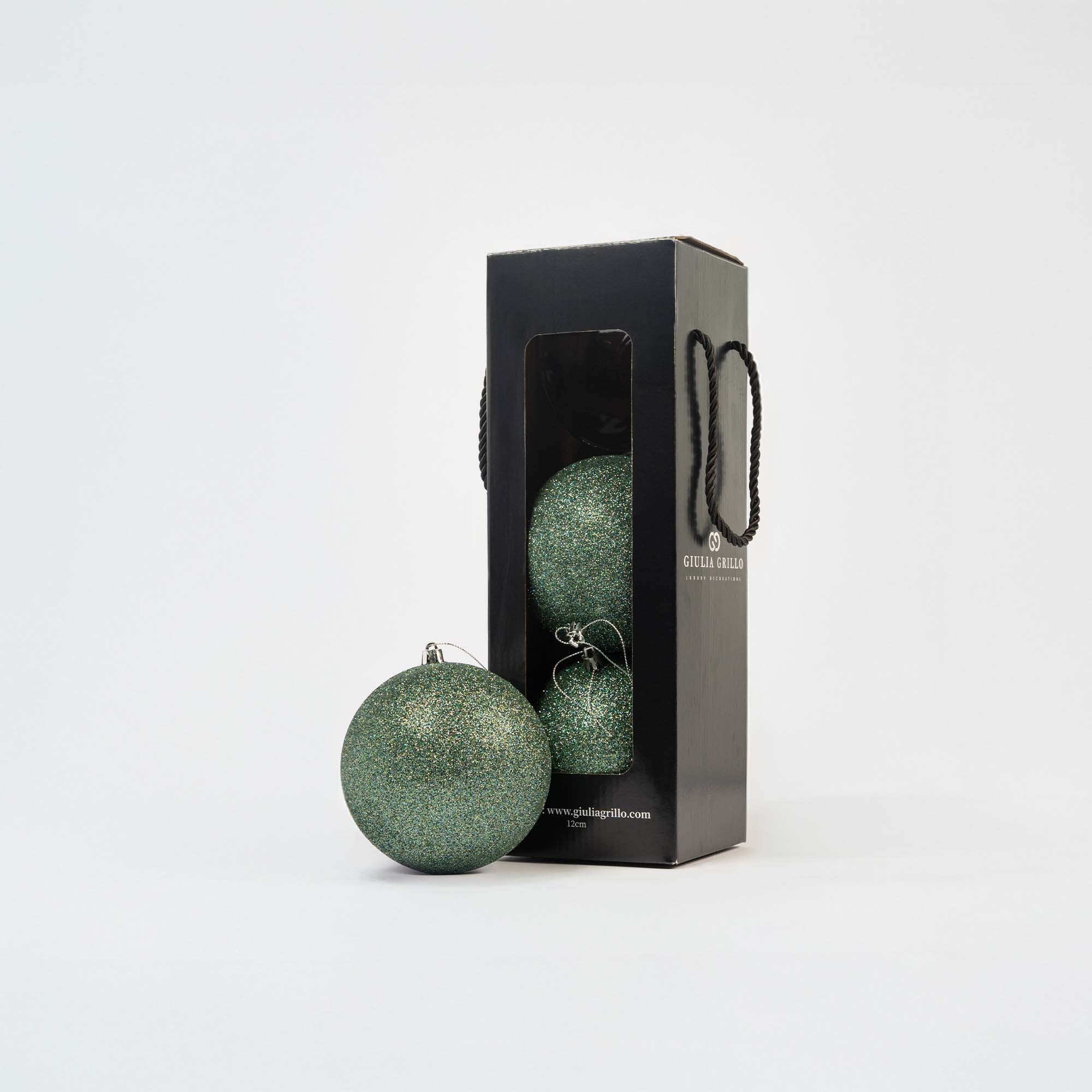 Giulia Grillo Boules de Noël Pailletées "Vert Clair Pailleté" ⌀12cm, lot de 3