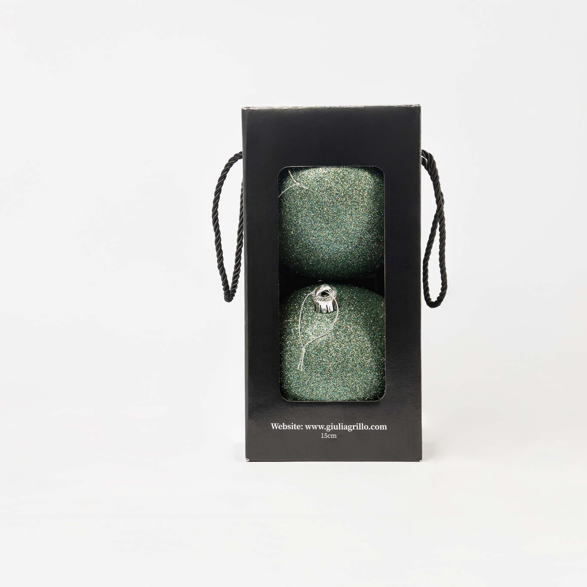 Giulia Grillo Sfera Natalizia Glitter Verde Chiaro ⌀15cm, 2pcs/set